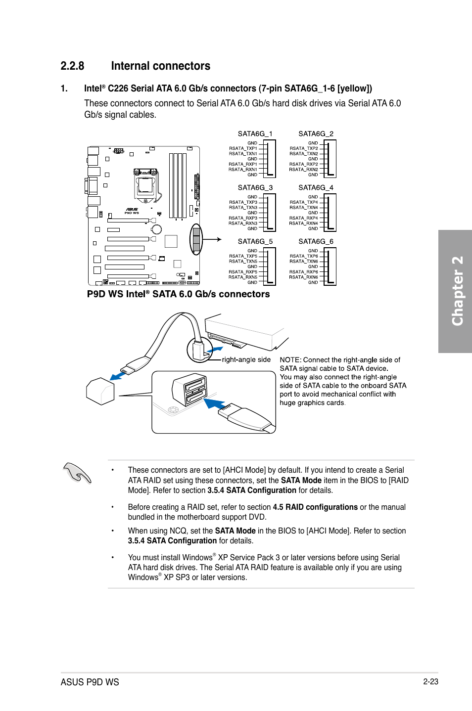 8 internal connectors, Internal connectors -23, Chapter 2 | Asus P9D WS User Manual | Page 41 / 154