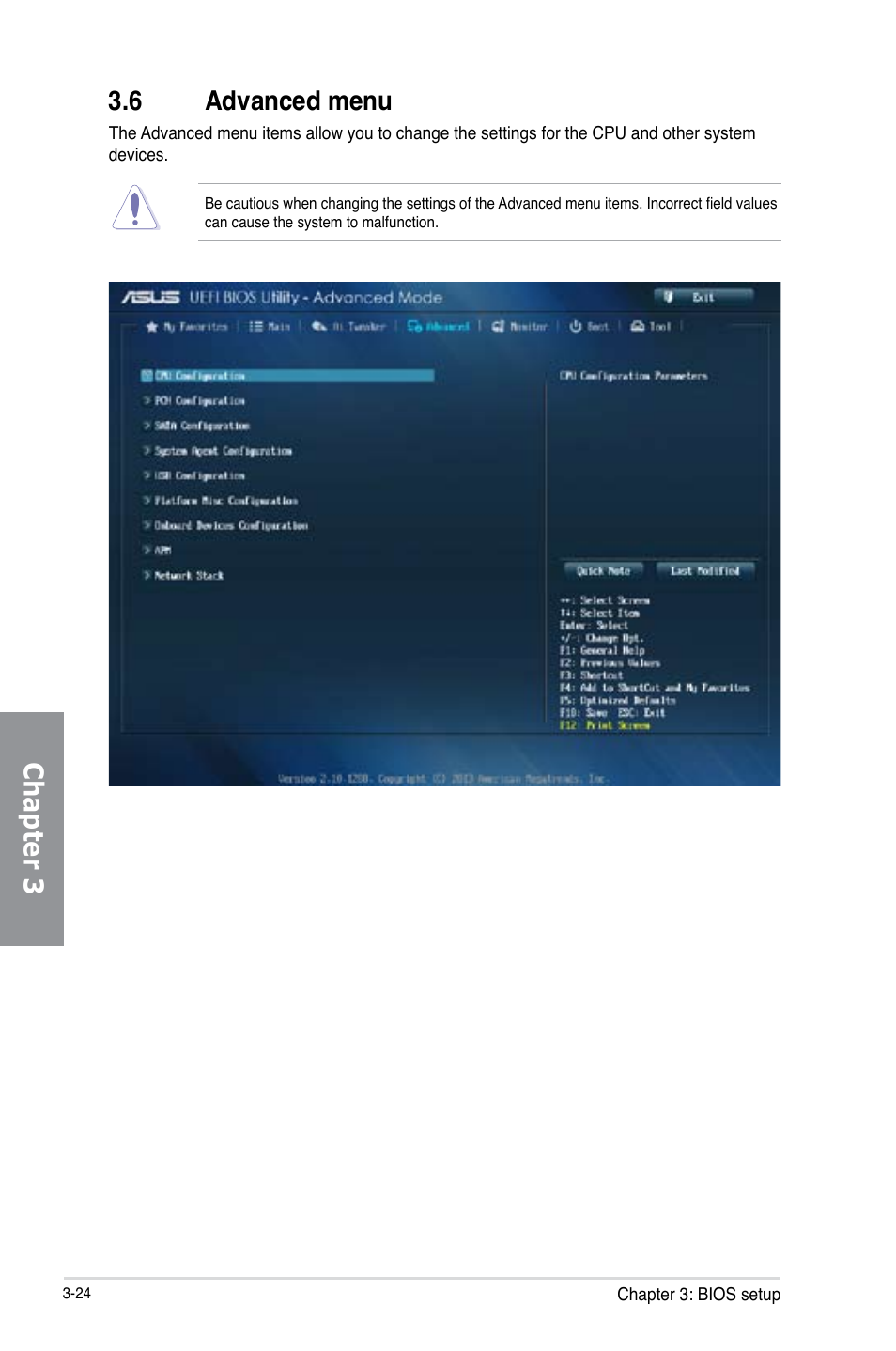 6 advanced menu, Advanced menu -24, Chapter 3 3.6 advanced menu | Asus P9D WS User Manual | Page 94 / 154
