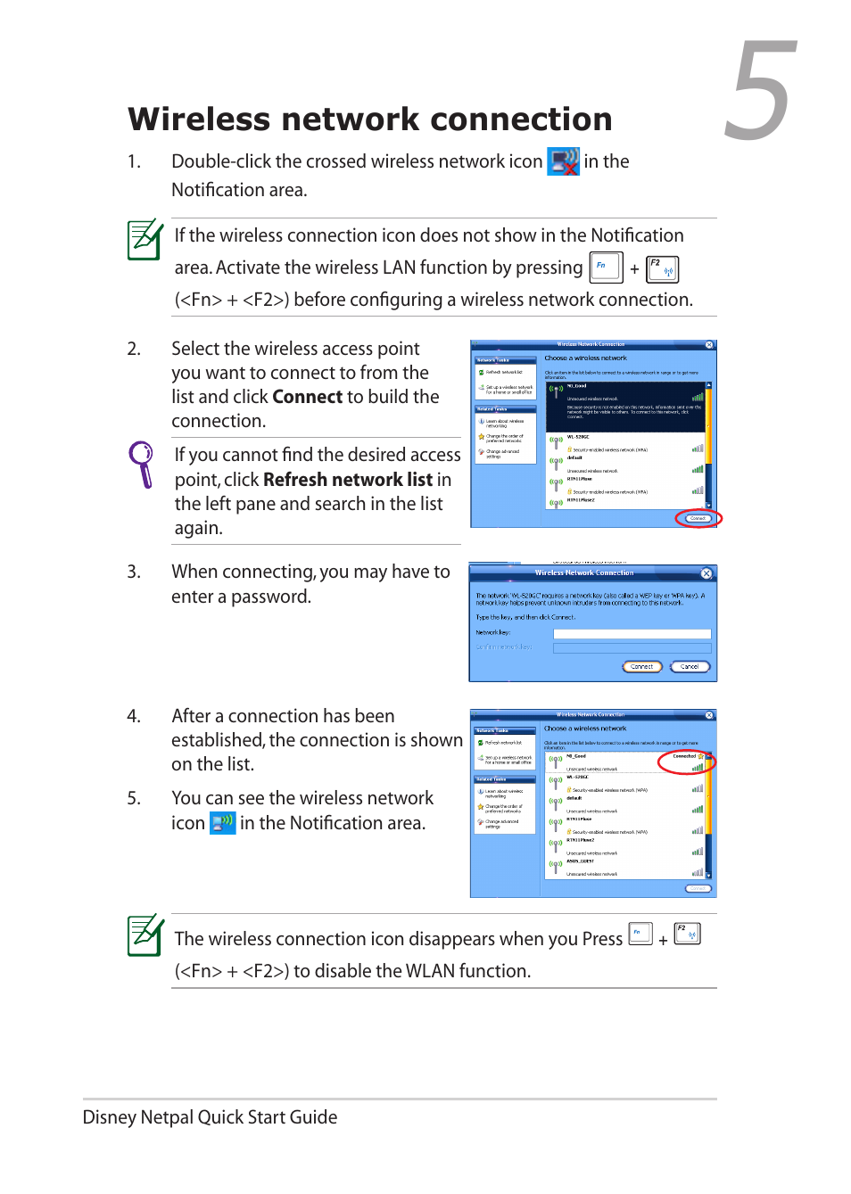 Wireless network connection | Asus Eee PC MK90H User Manual | Page 6 / 10