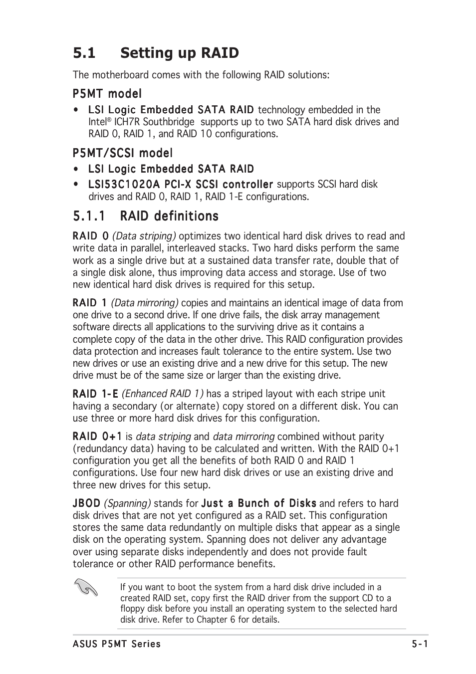 1 setting up raid | Asus P5MT User Manual | Page 101 / 176