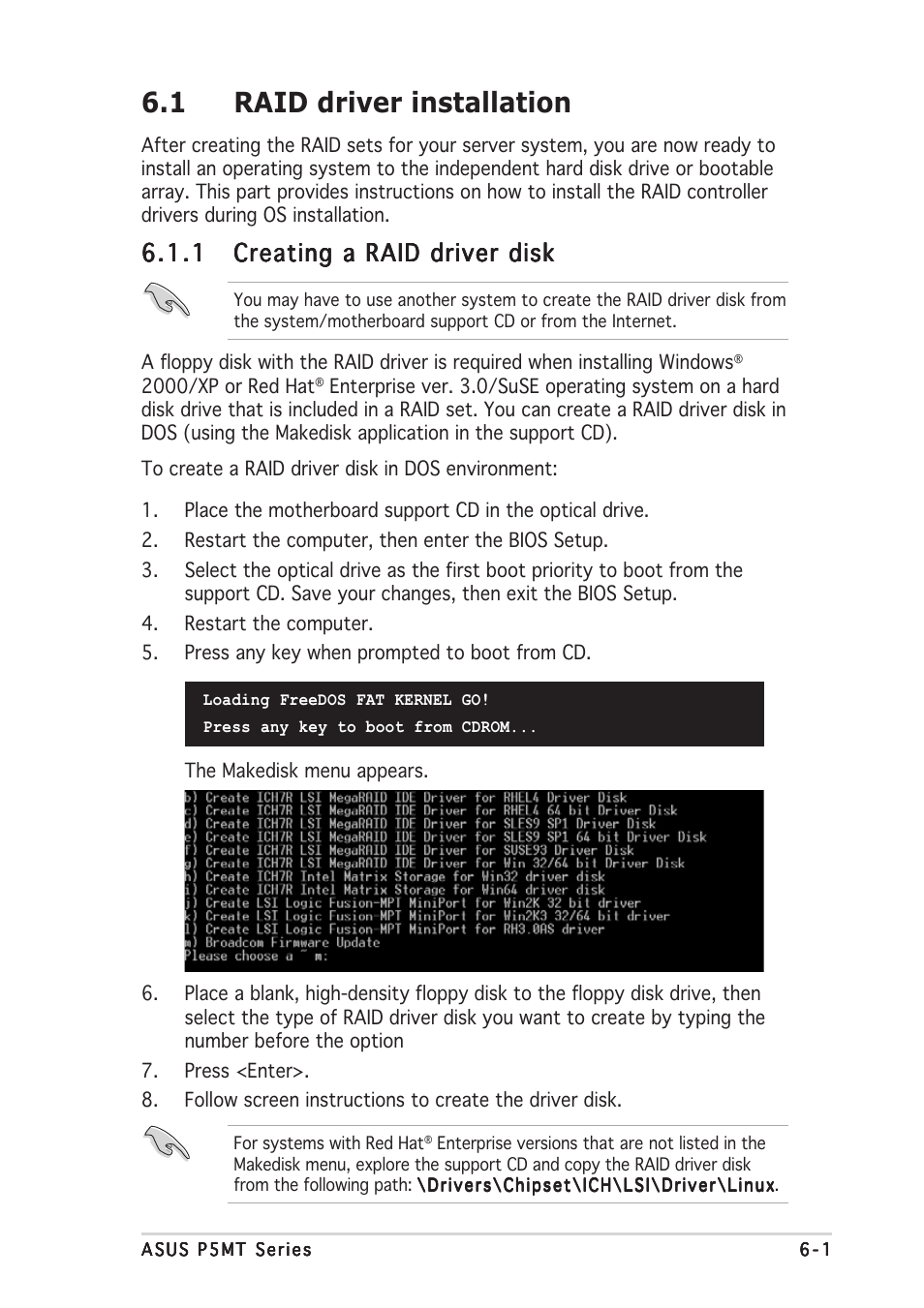 1 raid driver installation | Asus P5MT User Manual | Page 153 / 176