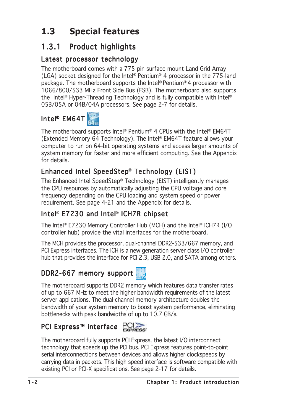 3 special features | Asus P5MT User Manual | Page 16 / 176