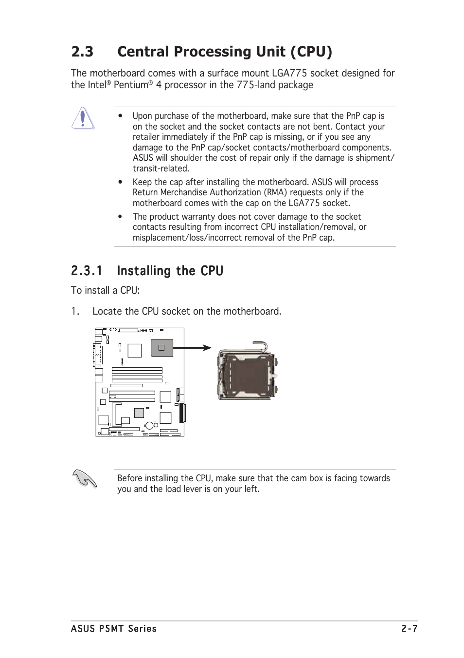 3 central processing unit (cpu) | Asus P5MT User Manual | Page 27 / 176