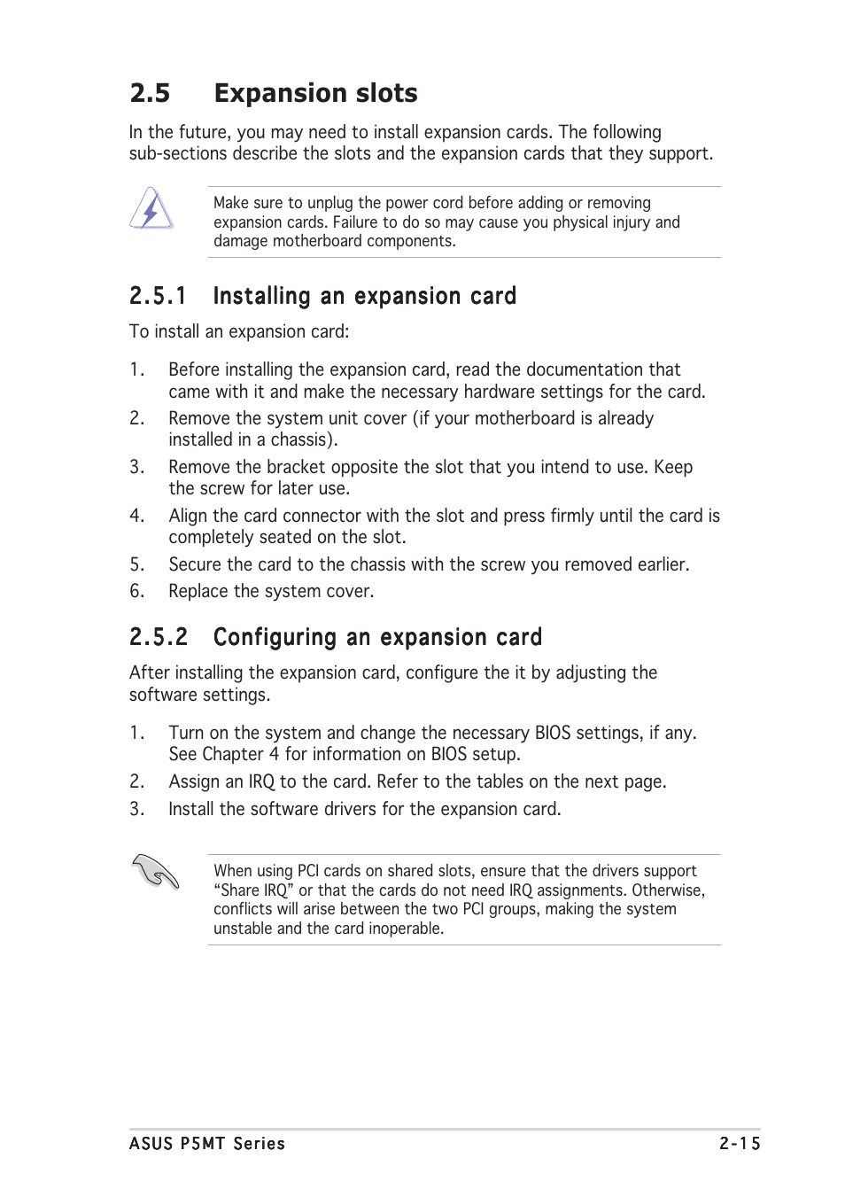 5 expansion slots | Asus P5MT User Manual | Page 35 / 176