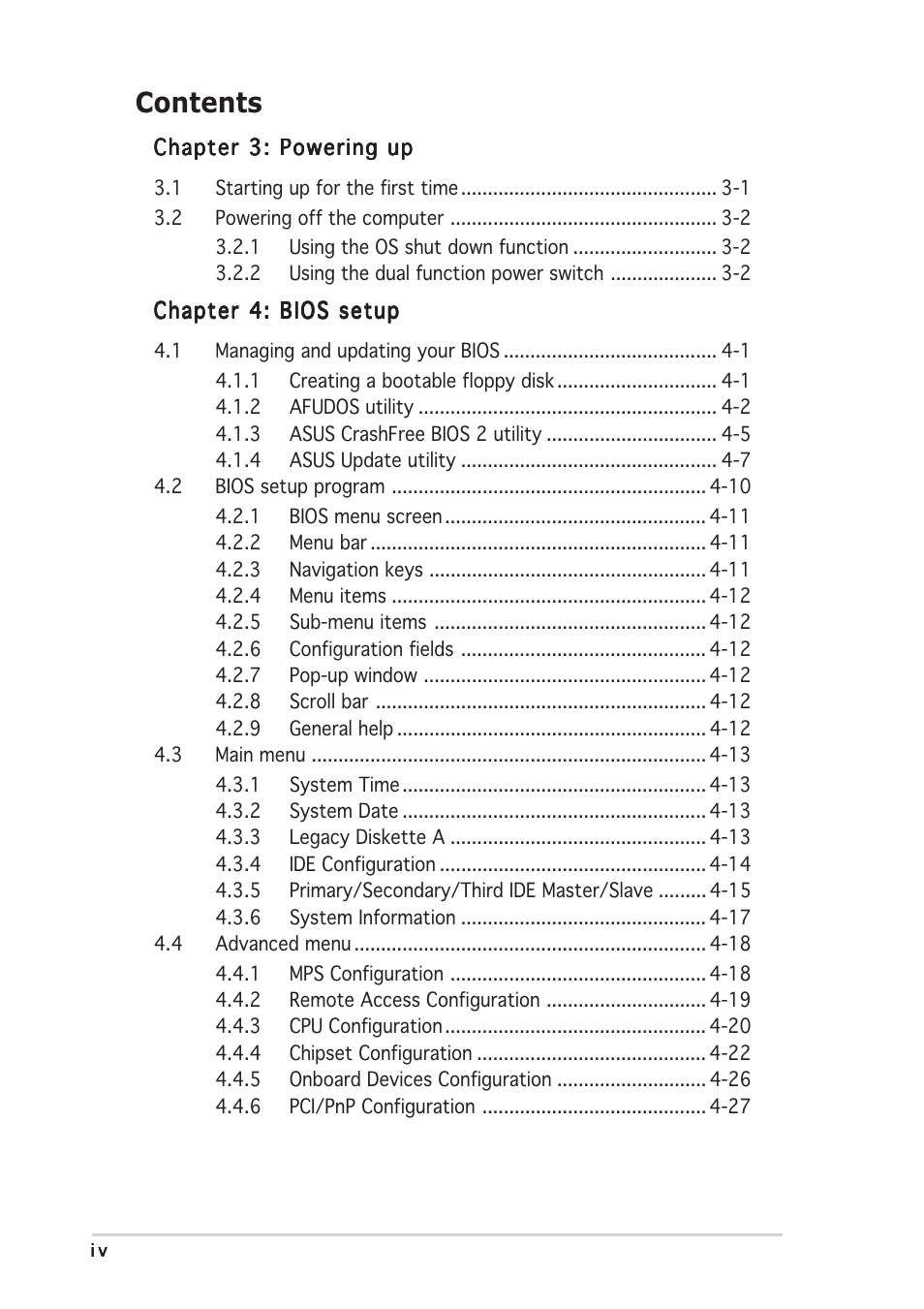 Asus P5MT User Manual | Page 4 / 176