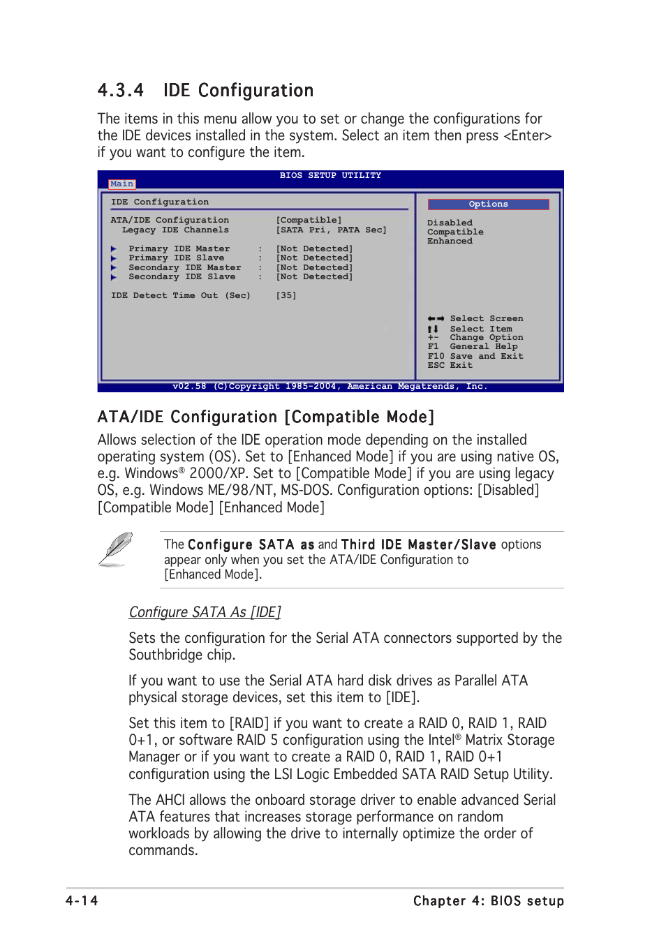 Ata/ide configuration [compatible mode | Asus P5MT User Manual | Page 72 / 176