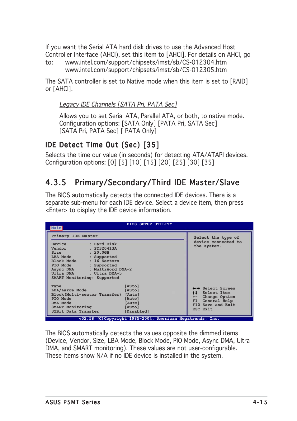 Ide detect time out (sec) [35 | Asus P5MT User Manual | Page 73 / 176