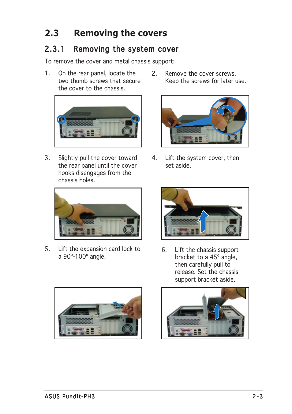 3 removing the covers | Asus Pundit-PH3 User Manual | Page 19 / 94