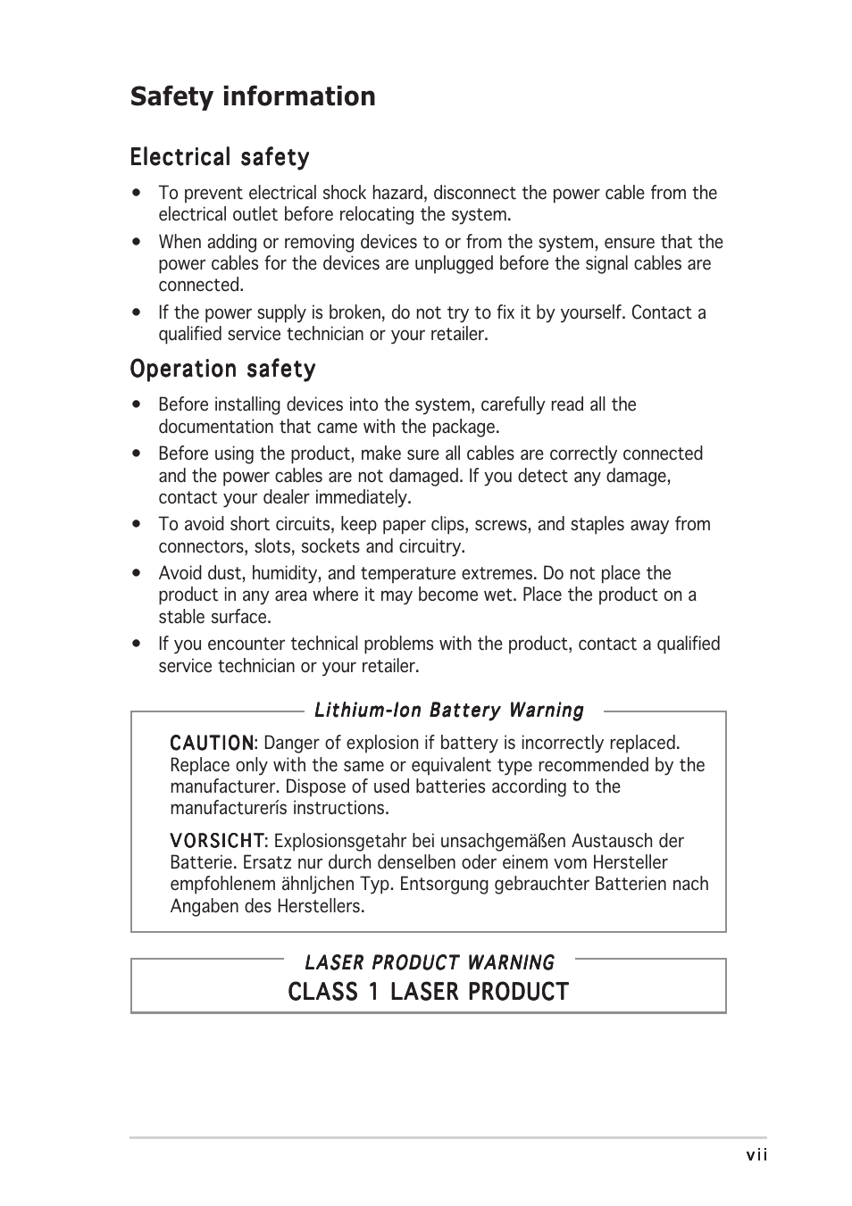 Safety information | Asus Pundit-PH3 User Manual | Page 7 / 94