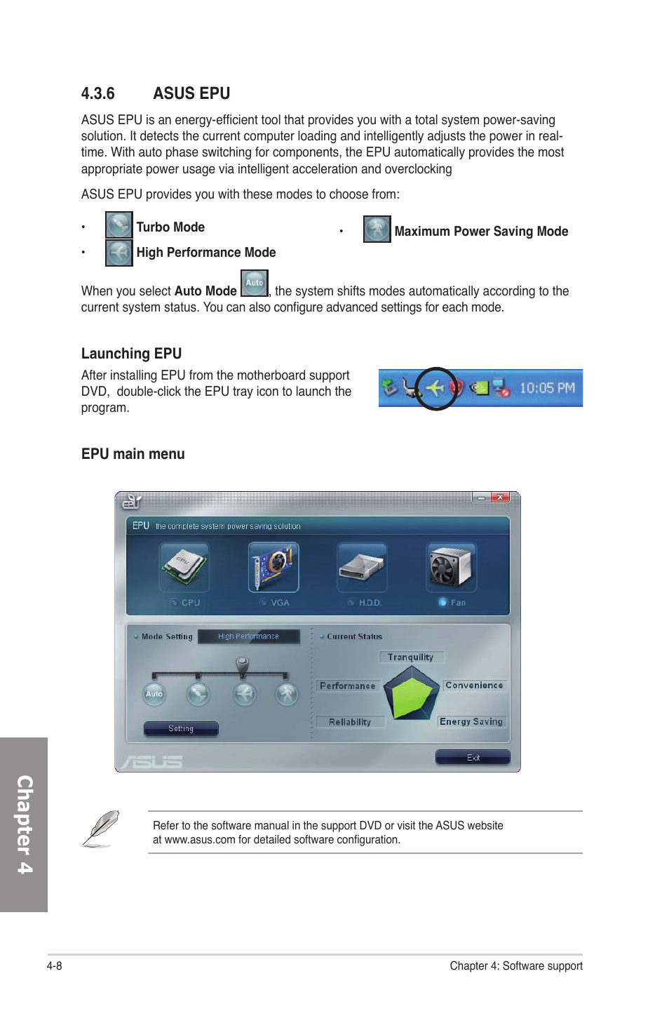 6 asus epu, Asus epu -8, Chapter 4 | Asus M4N82 Deluxe User Manual | Page 106 / 128