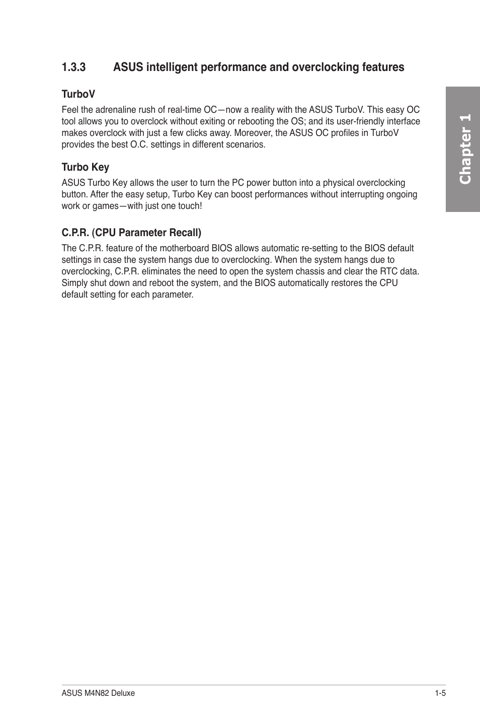 Chapter 1 | Asus M4N82 Deluxe User Manual | Page 19 / 128