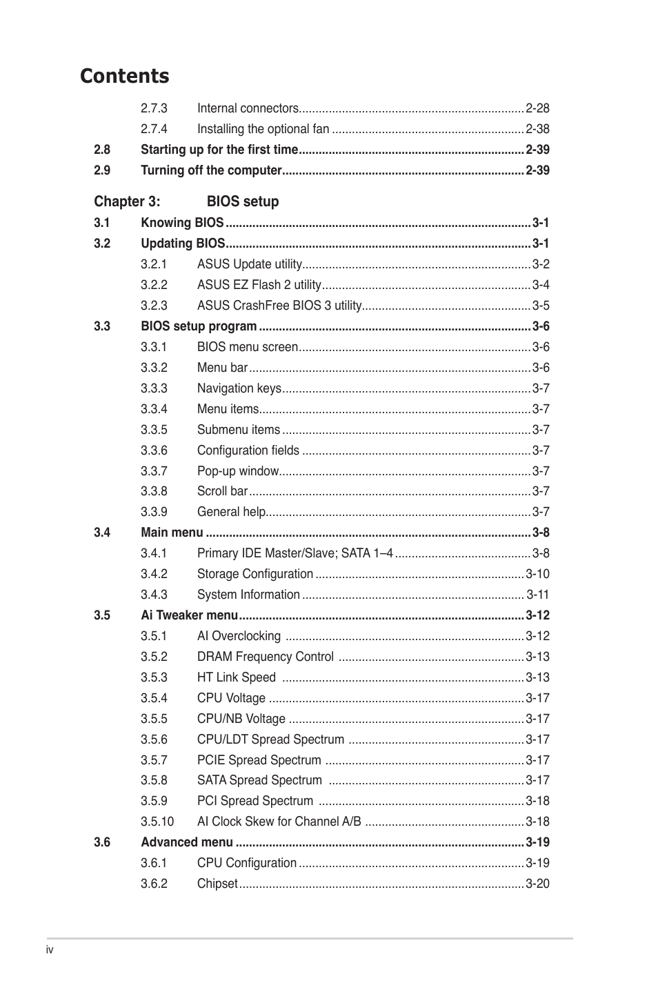 Asus M4N82 Deluxe User Manual | Page 4 / 128