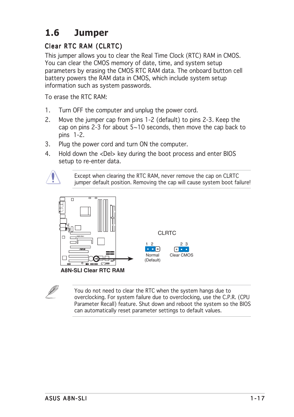 6 jumper | Asus A8N-SLI User Manual | Page 25 / 74