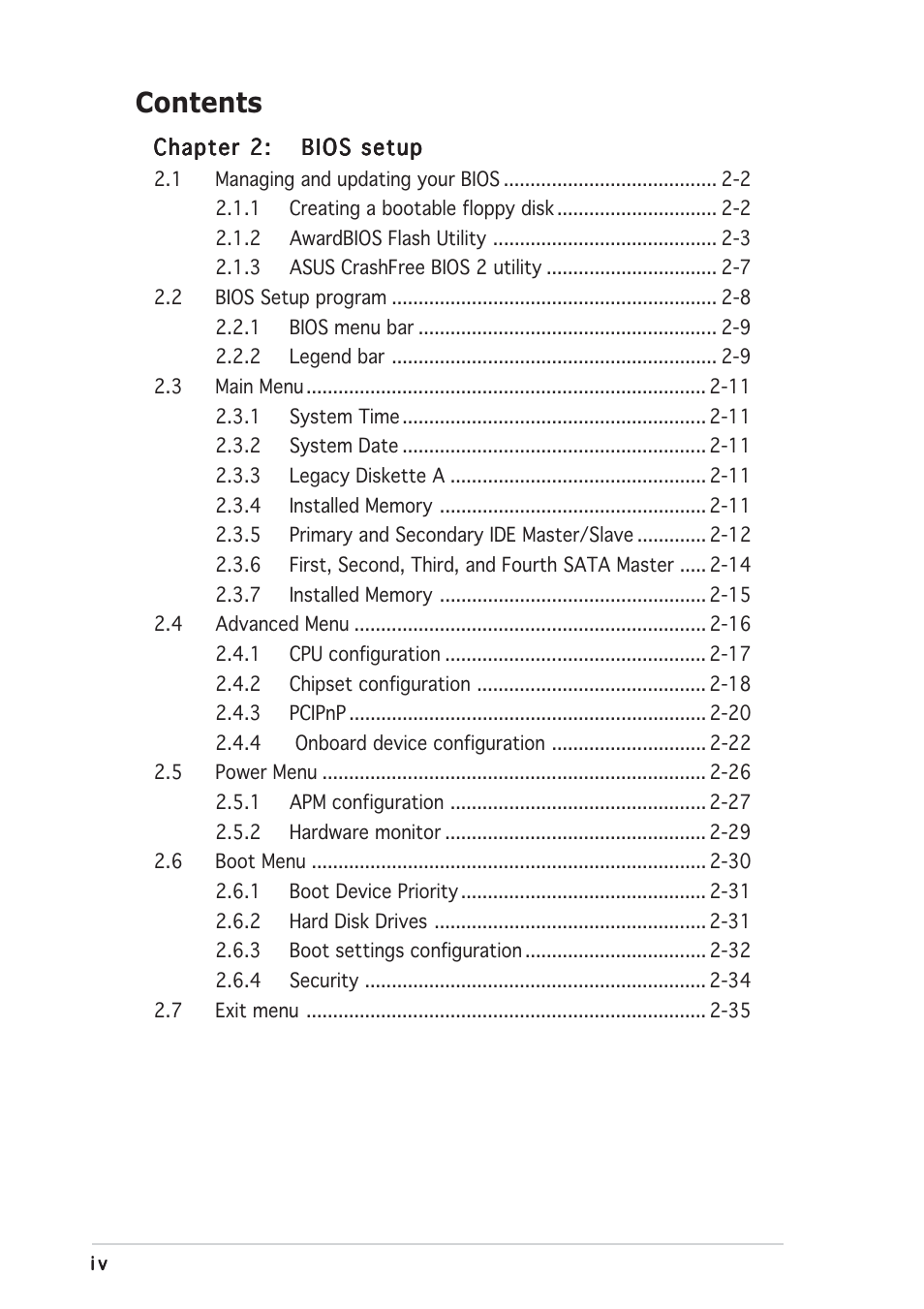 Asus A8N-SLI User Manual | Page 4 / 74