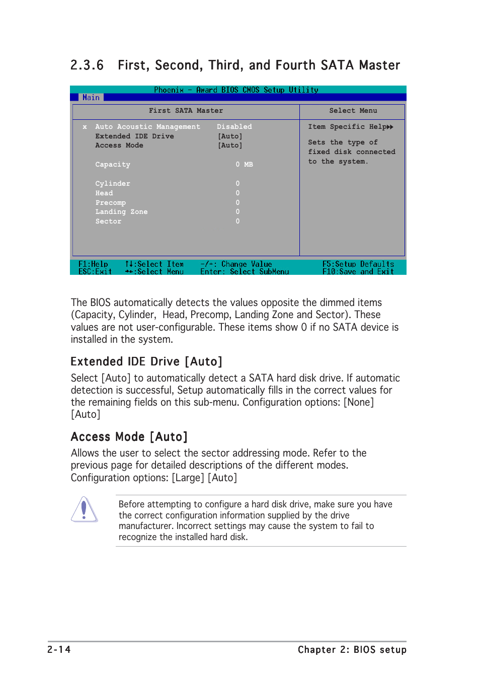 Extended ide drive [auto, Access mode [auto | Asus A8N-SLI User Manual | Page 50 / 74