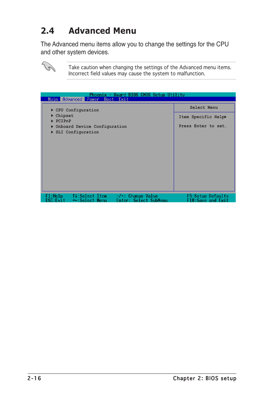 4 advanced menu | Asus A8N-SLI User Manual | Page 52 / 74