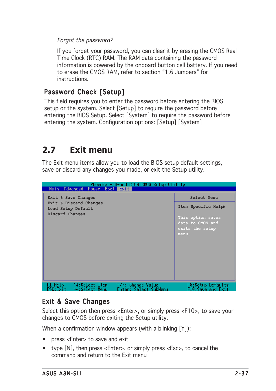 7 exit menu | Asus A8N-SLI User Manual | Page 73 / 74