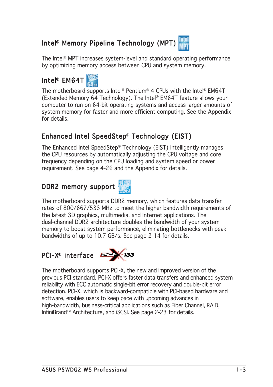 Asus P5WDG2 WS Professional User Manual | Page 19 / 172