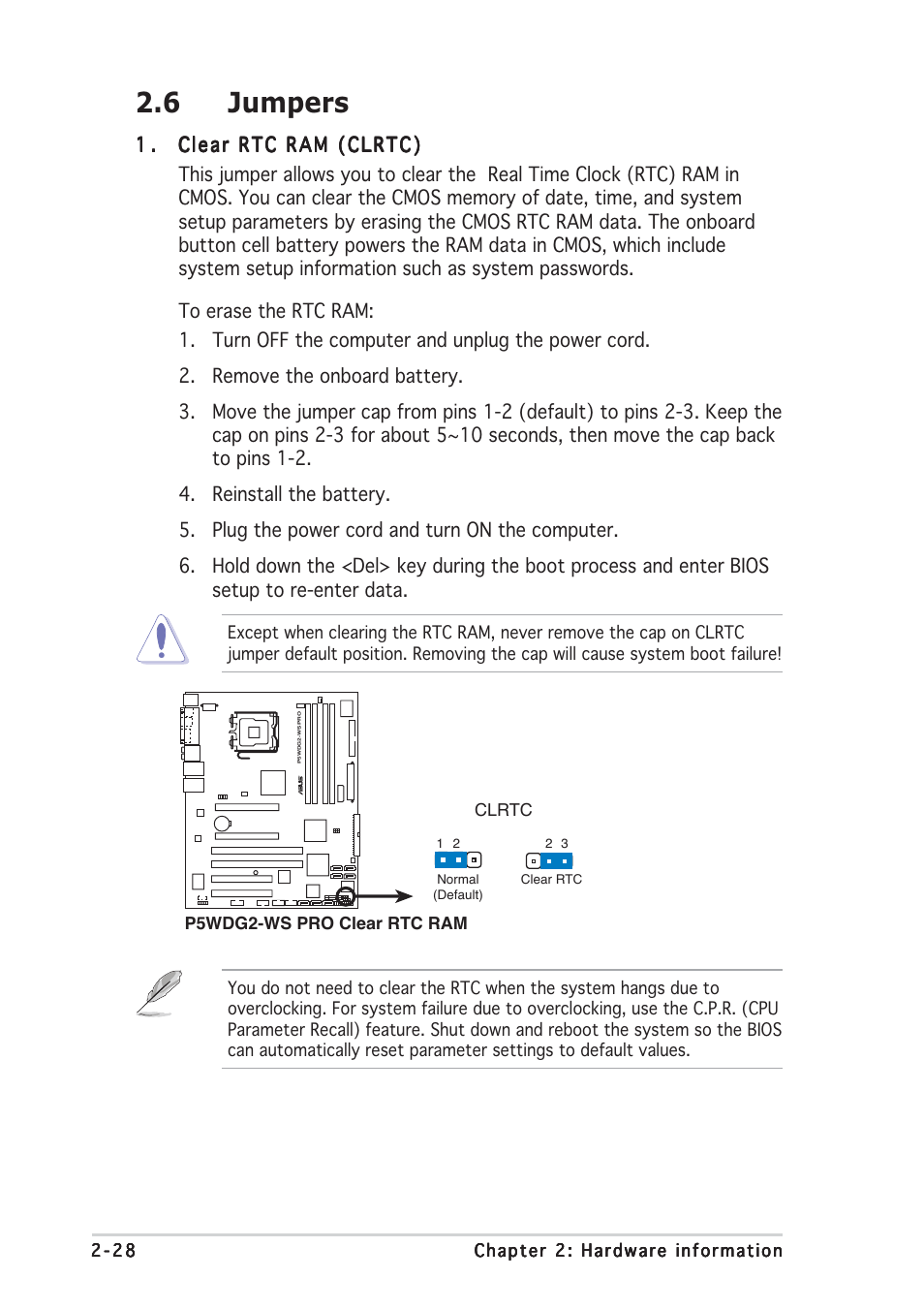 6 jumpers | Asus P5WDG2 WS Professional User Manual | Page 54 / 172