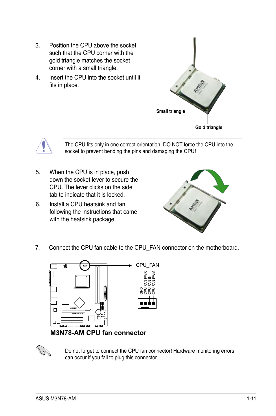 M3n78-am cpu fan connector | Asus M3N78-AM User Manual | Page 23 / 102