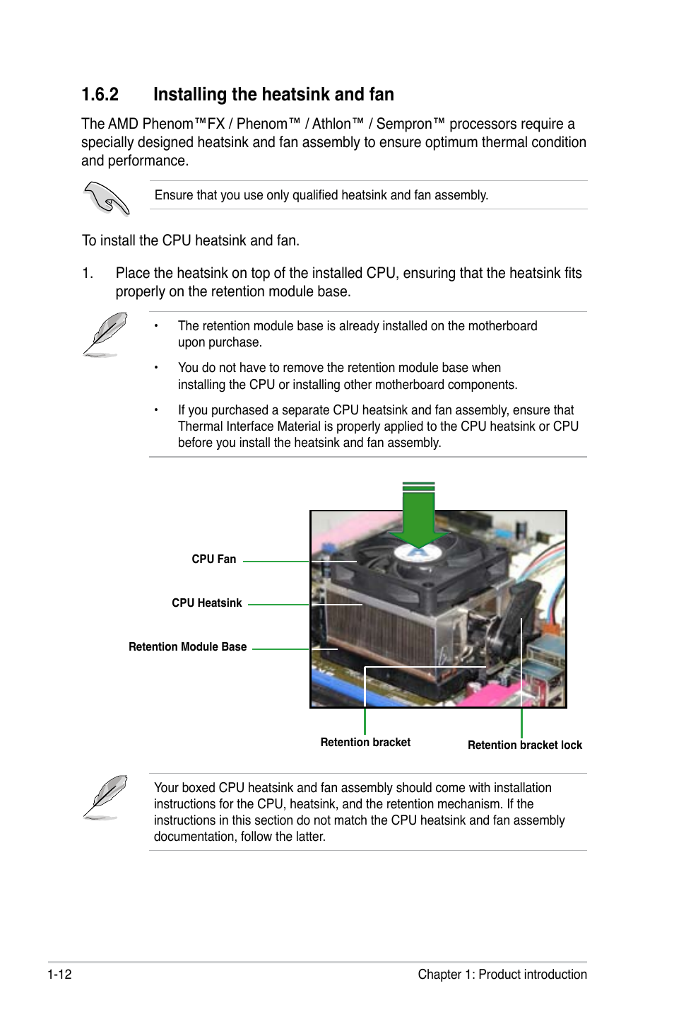 2 installing the heatsink and fan, Installing the heatsink and fan -12 | Asus M3N78-AM User Manual | Page 24 / 102