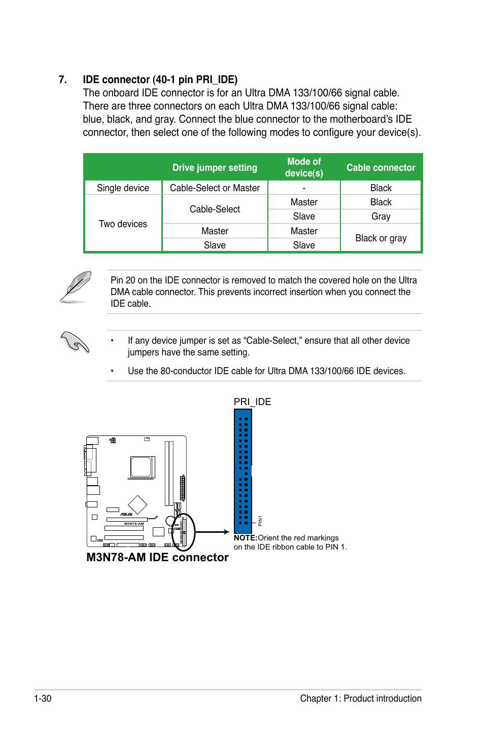 M3n78-am ide connector | Asus M3N78-AM User Manual | Page 42 / 102