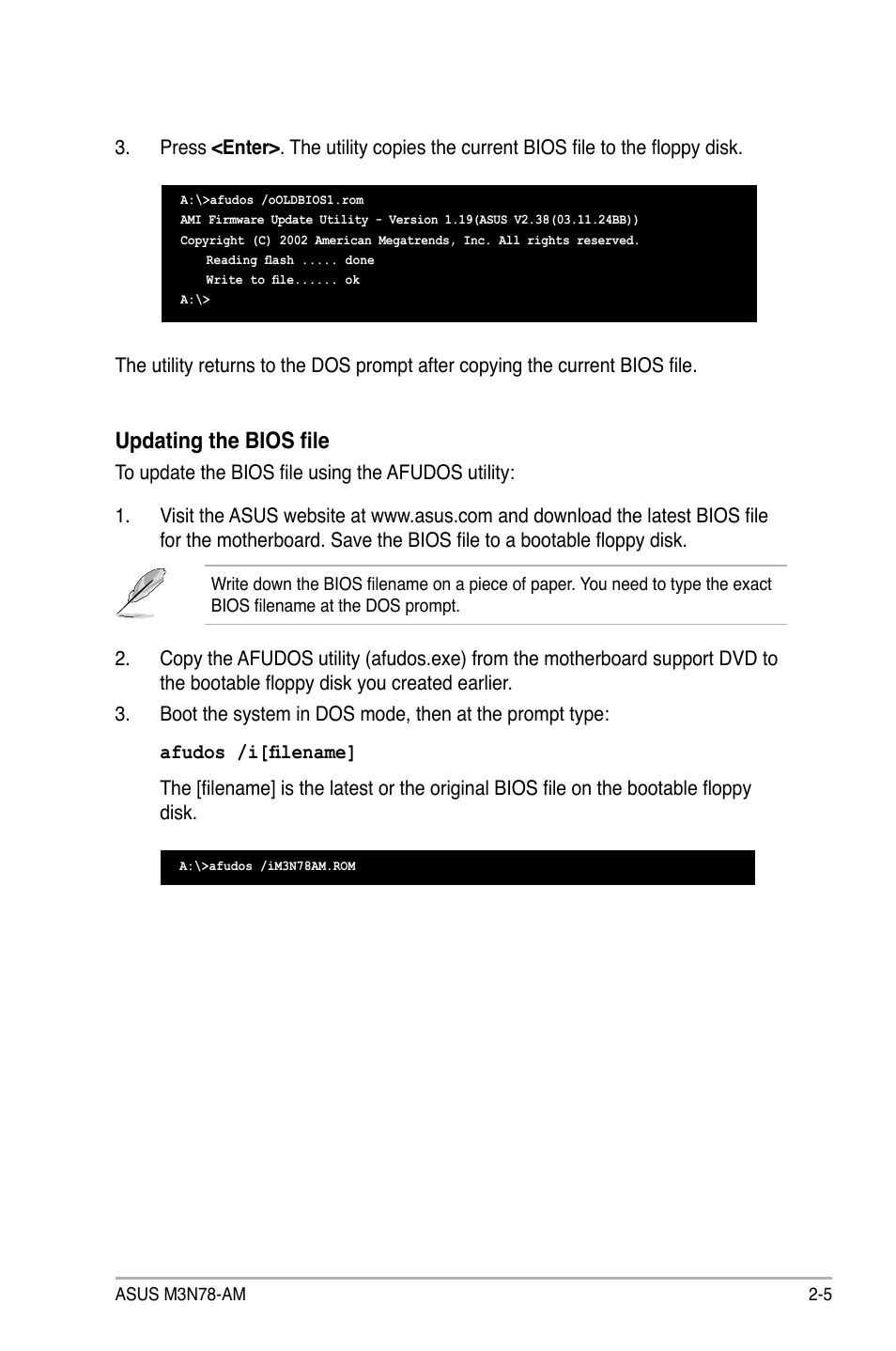 Updating the bios file | Asus M3N78-AM User Manual | Page 51 / 102