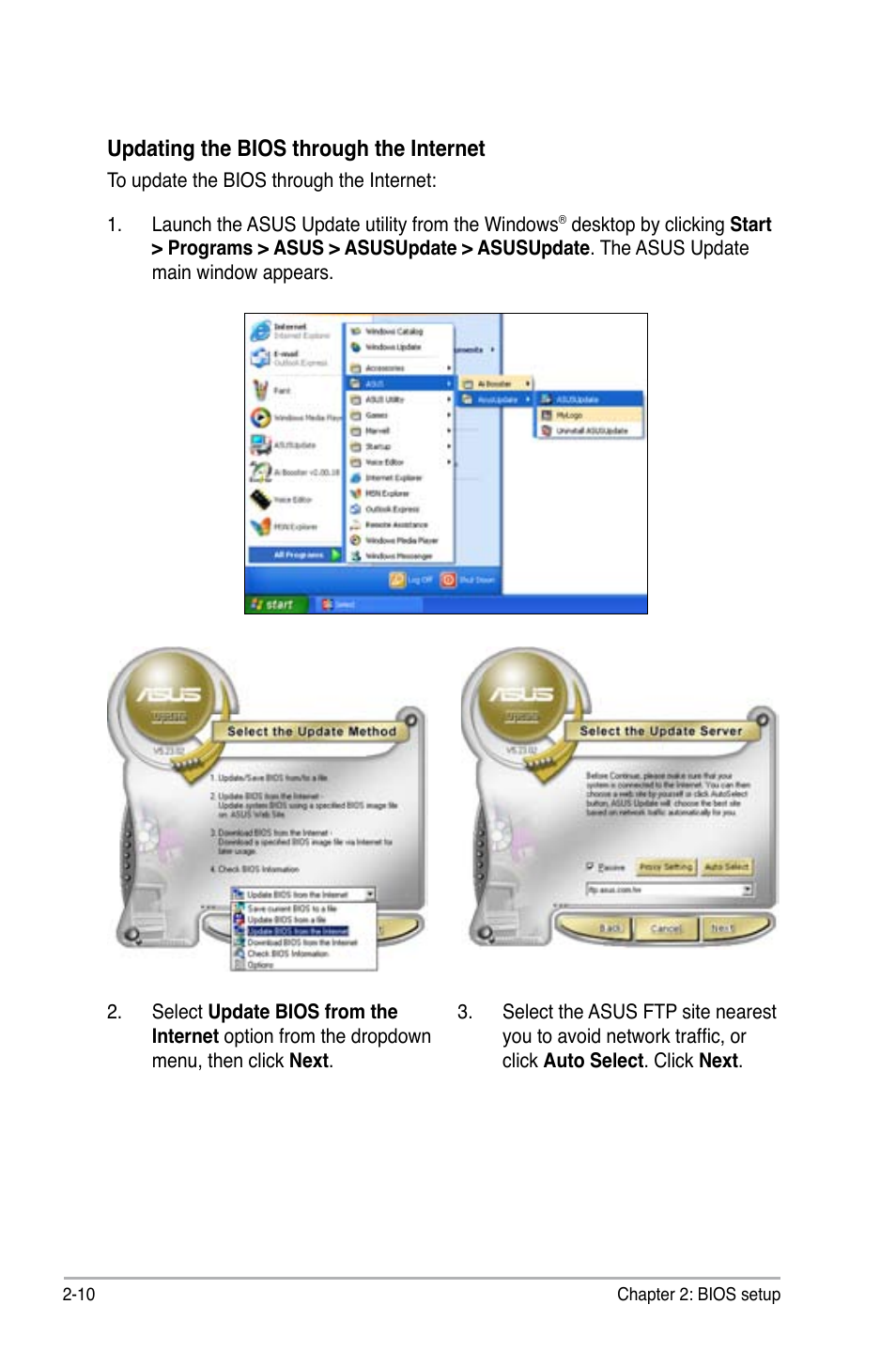 Updating the bios through the internet | Asus M3N78-AM User Manual | Page 56 / 102