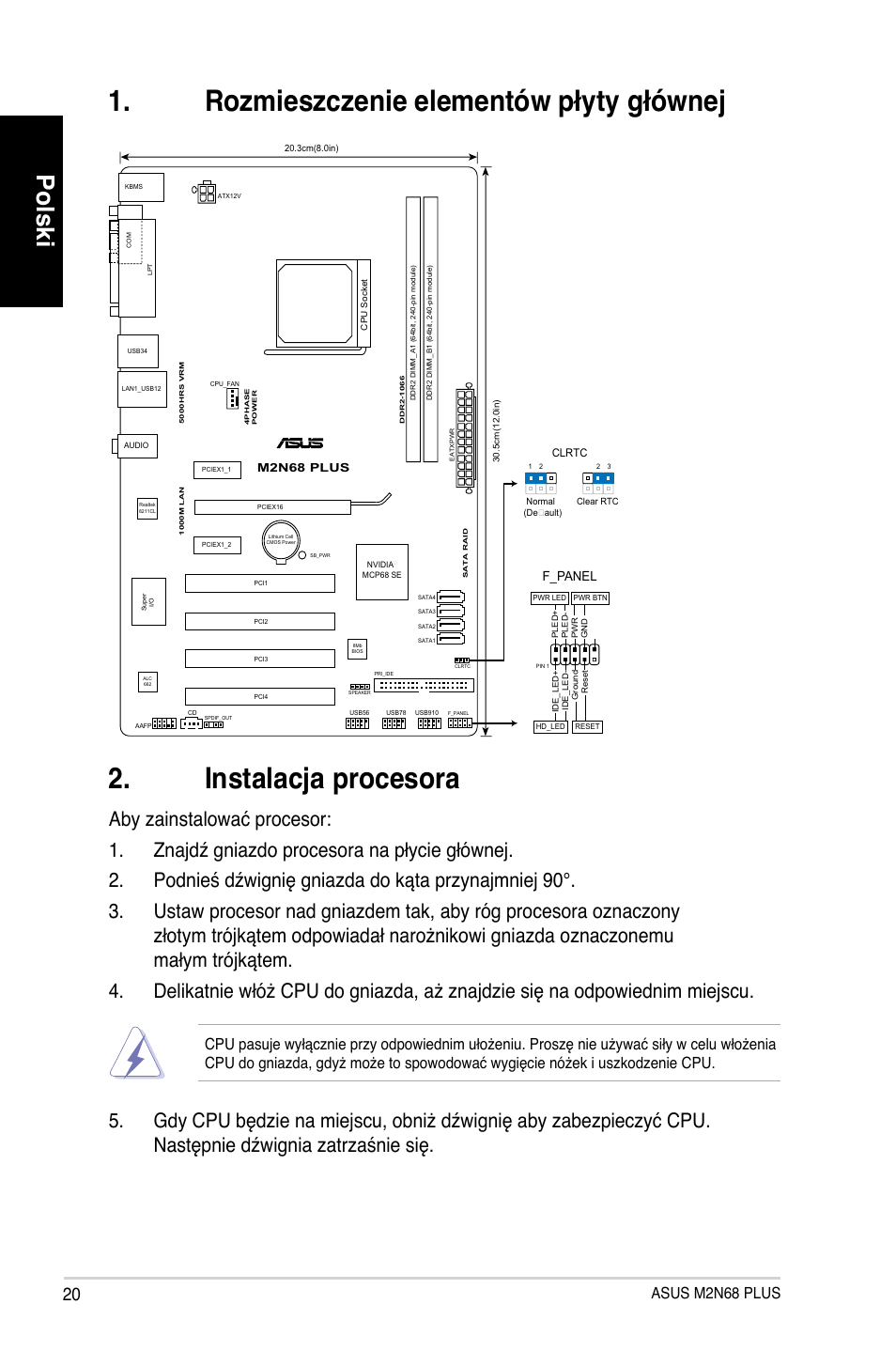 Polski, Asus m2n68 plus, F_panel | Asus M2N68 PLUS User Manual | Page 20 / 38