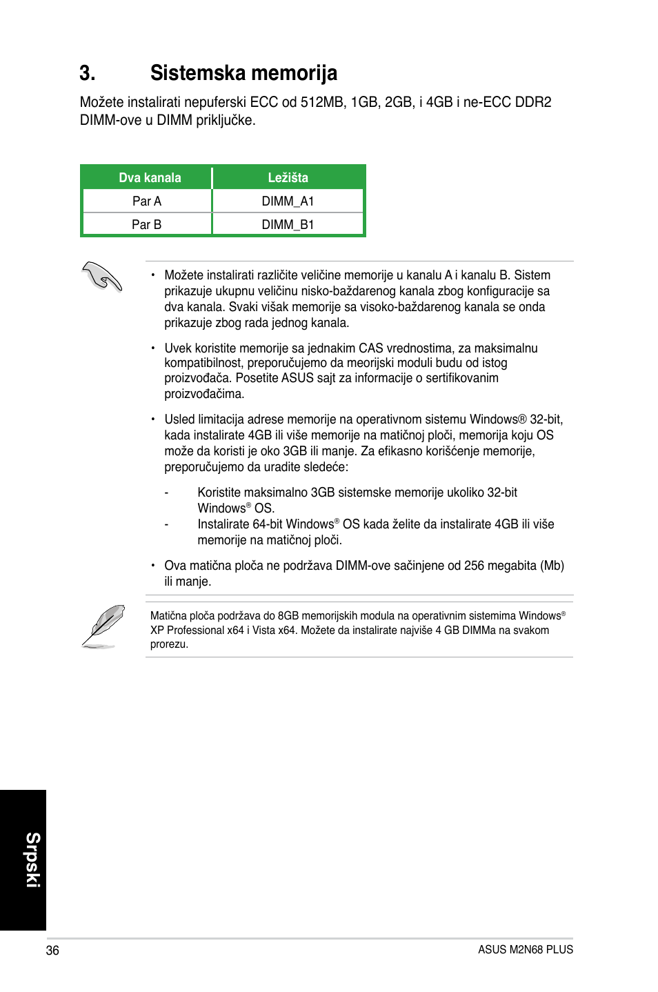 Srpski | Asus M2N68 PLUS User Manual | Page 36 / 38