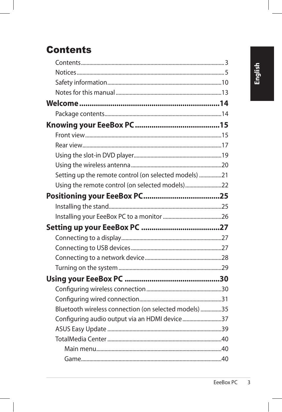 Asus EB1501U User Manual | Page 3 / 46