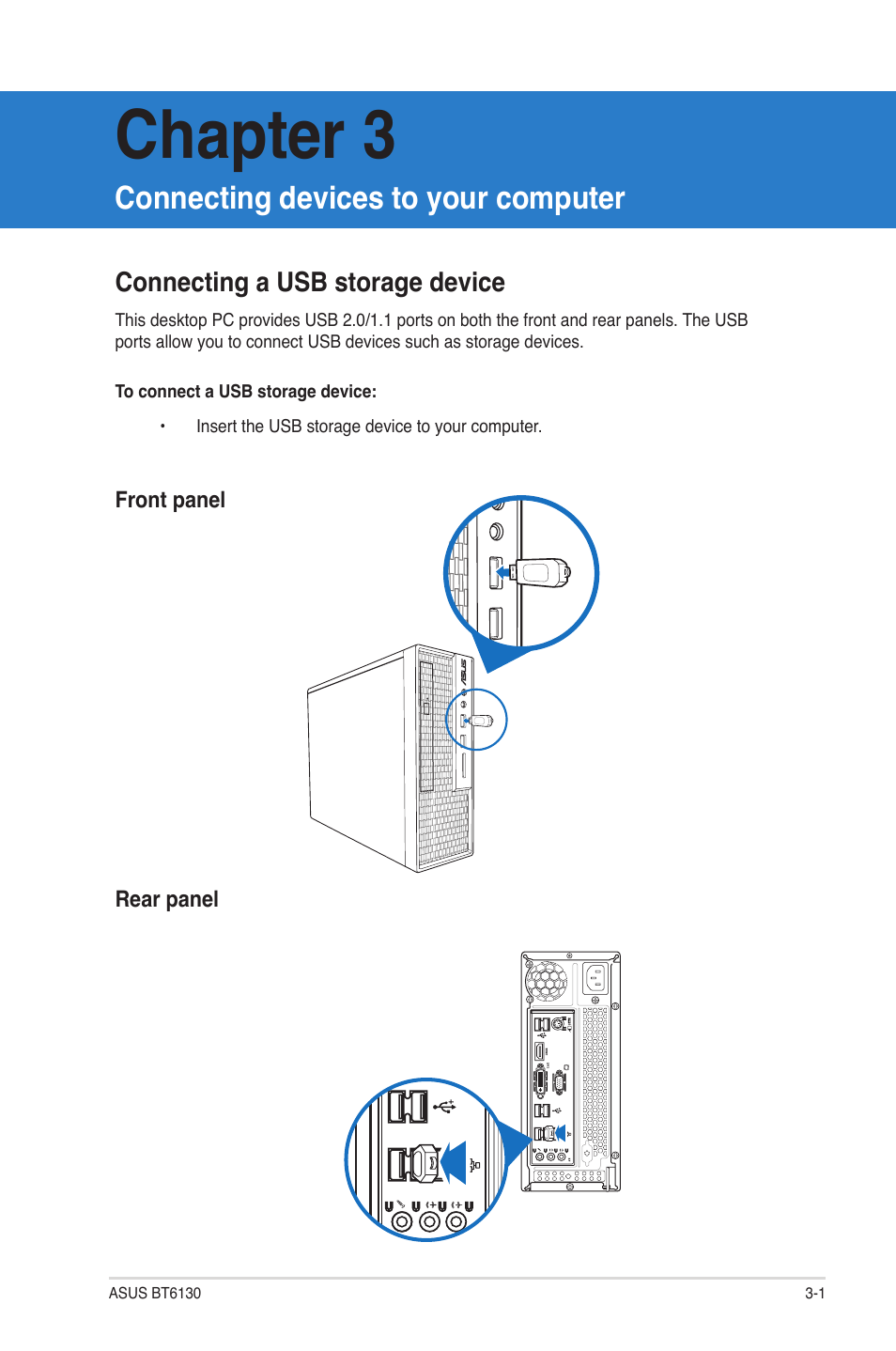 Chapter 3, Connecting devices to your computer | Asus BT6130 User Manual | Page 29 / 54