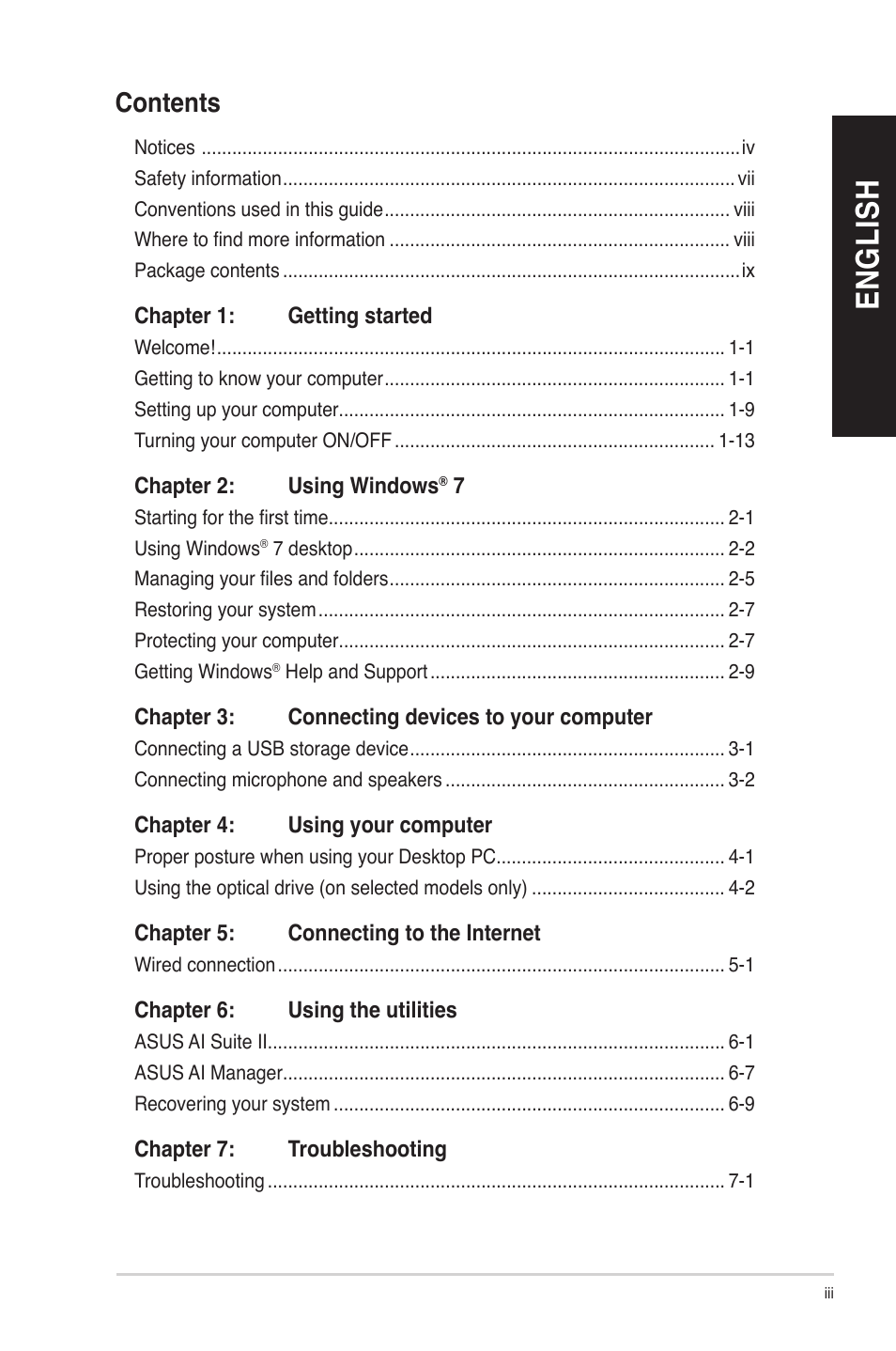 En g lis h en g li sh | Asus BT6130 User Manual | Page 3 / 54