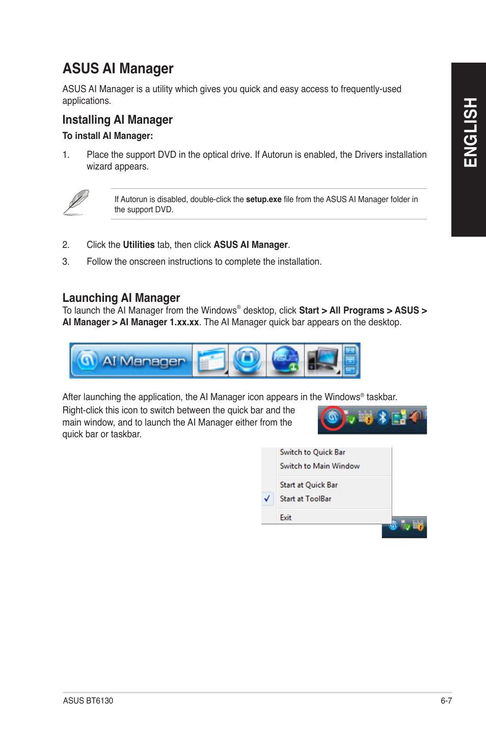 En g lis h en g li sh en g lis h en g li sh, Asus ai manager | Asus BT6130 User Manual | Page 43 / 54