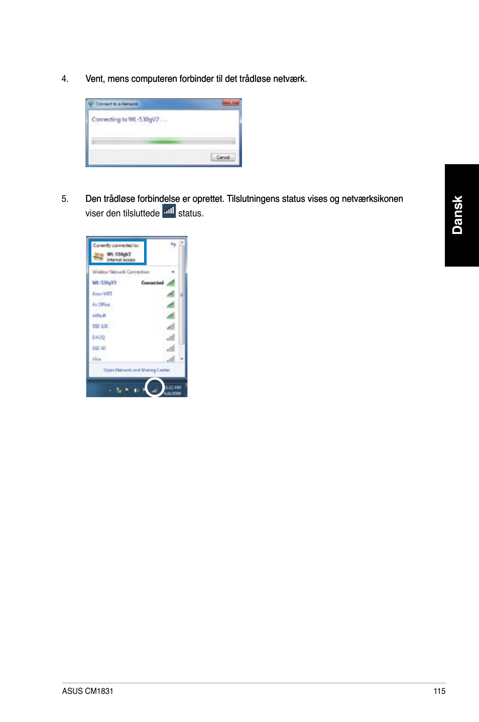 Dansk | Asus CM1831 User Manual | Page 117 / 352