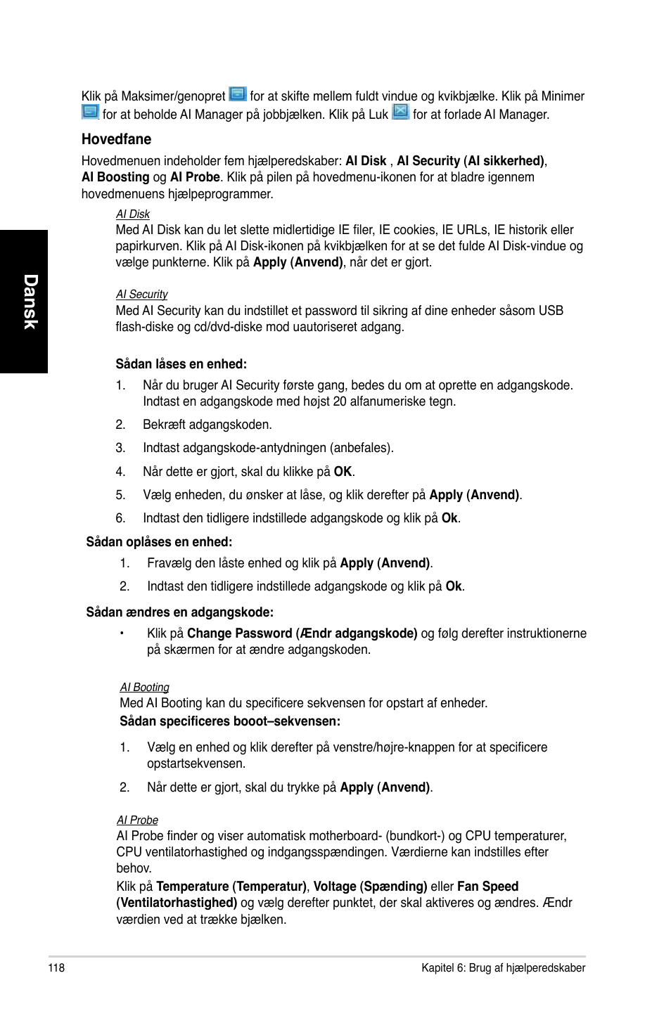 Dansk | Asus CM1831 User Manual | Page 120 / 352