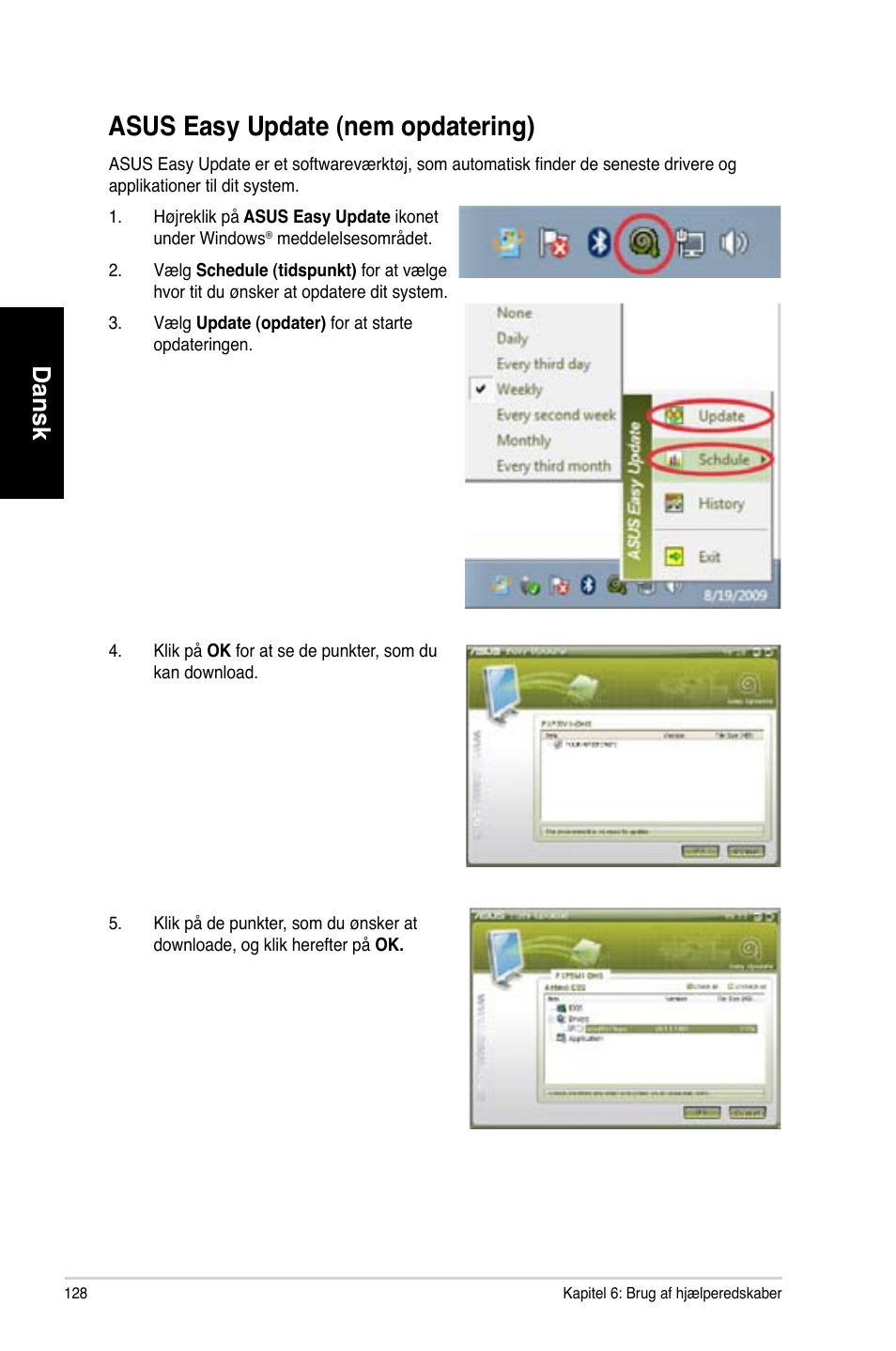 Asus easy update (nem opdatering), Asus easy update (nem opdatering) 8, Asus.easy.update.�nem.opdatering | Dansk | Asus CM1831 User Manual | Page 130 / 352