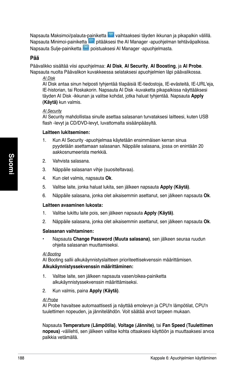 Suomi | Asus CM1831 User Manual | Page 190 / 352