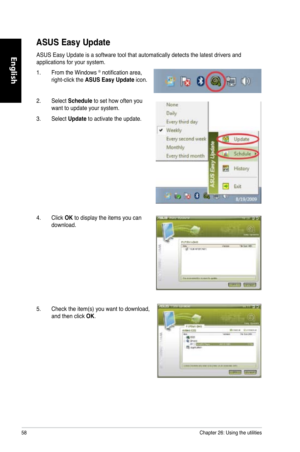 Asus easy update, Asus.easy.update, English | Asus CM1831 User Manual | Page 60 / 352