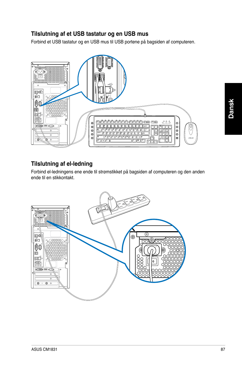 Dansk | Asus CM1831 User Manual | Page 89 / 352