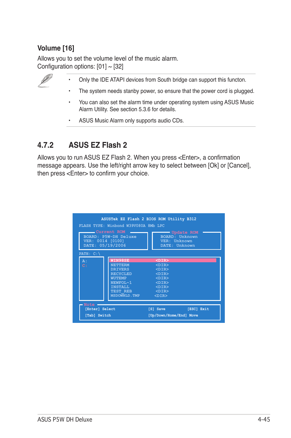 2 asus ez flash 2, Volume [16 | Asus P5W DH Deluxe User Manual | Page 123 / 212