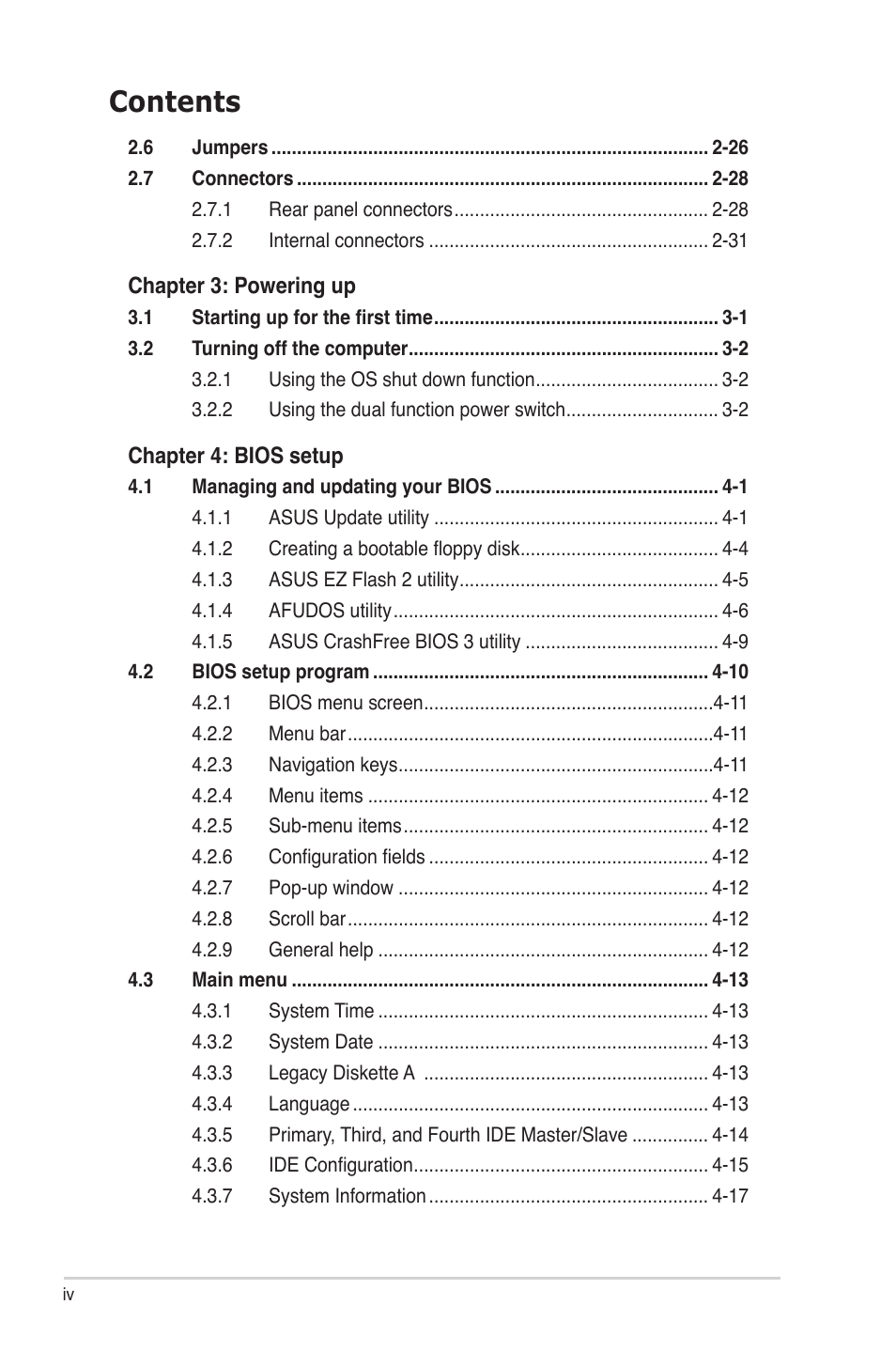 Asus P5W DH Deluxe User Manual | Page 4 / 212