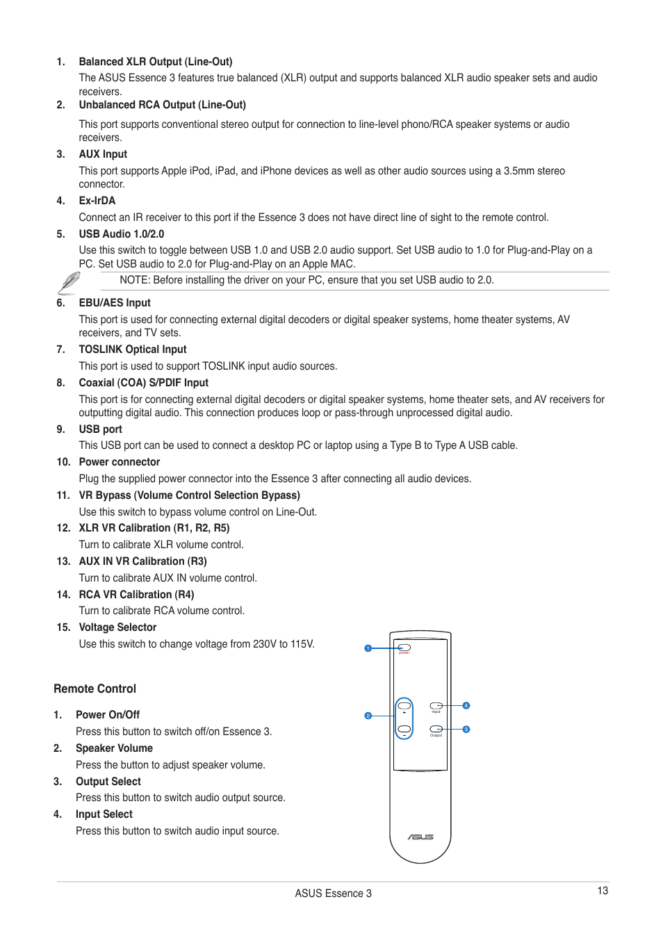 Remote control, Remote control -13 | Asus Essence III User Manual | Page 13 / 18