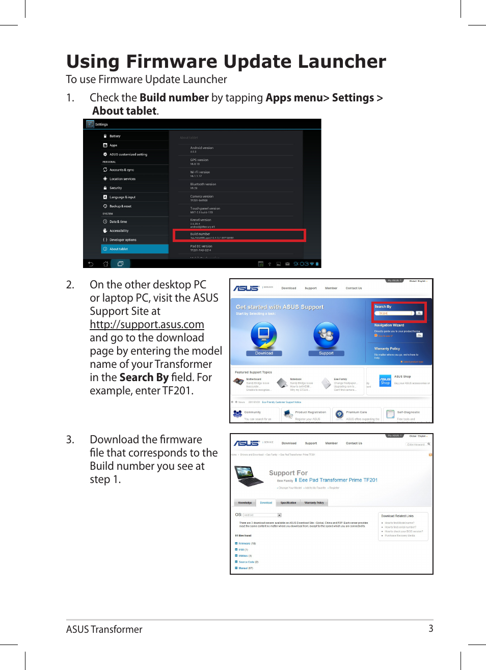 Using firmware update launcher | Asus Eee Pad Transformer TF101 User Manual | Page 3 / 6