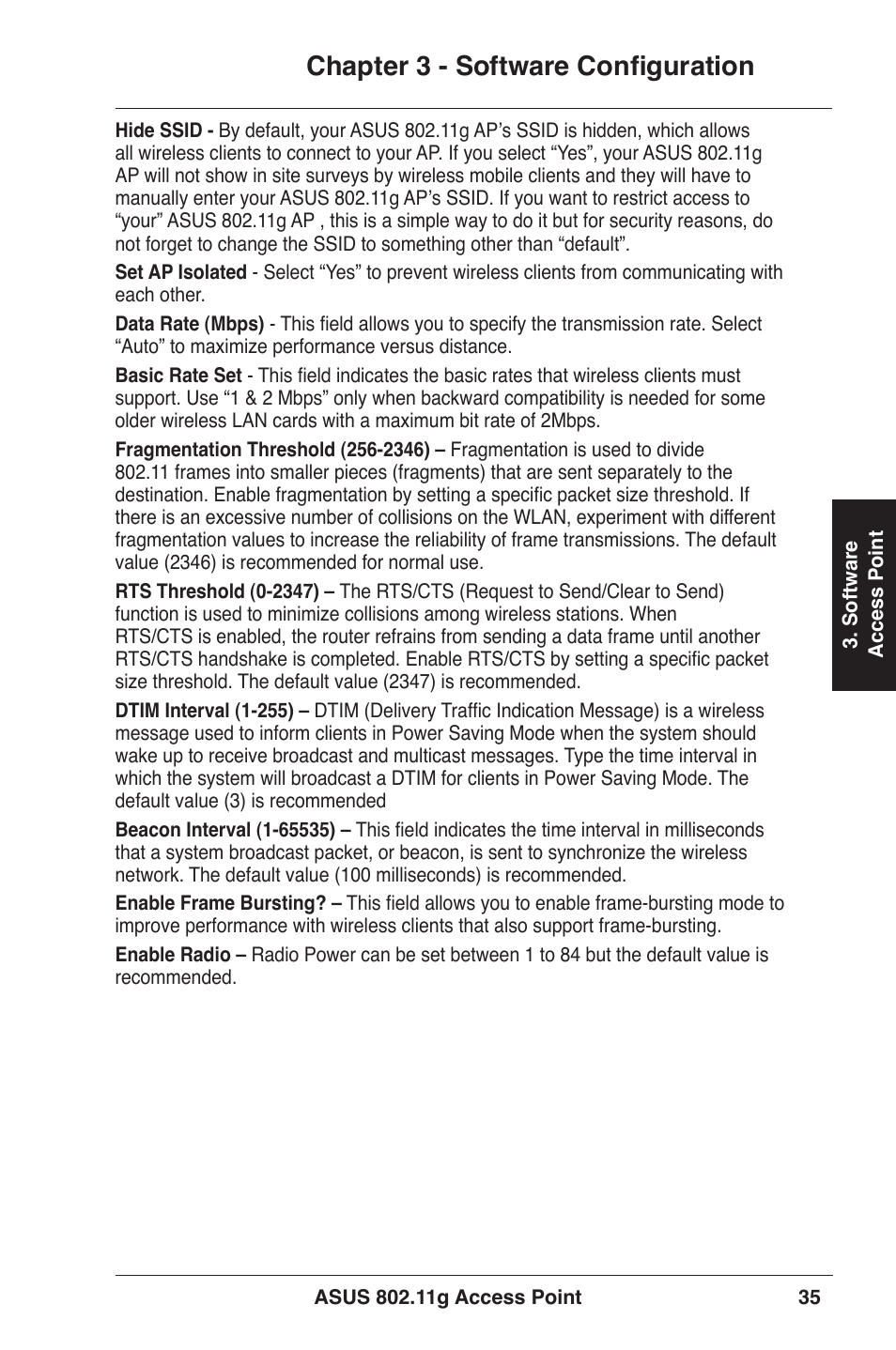 Chapter 3 - software configuration | Asus WL-320gE User Manual | Page 35 / 71