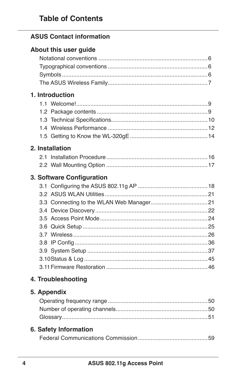 Asus WL-320gE User Manual | Page 4 / 71