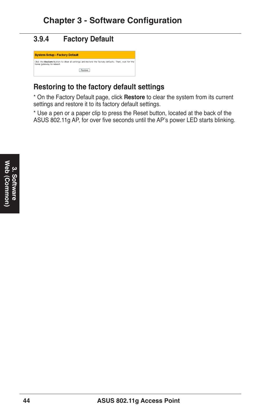 Chapter 3 - software configuration | Asus WL-320gE User Manual | Page 44 / 71