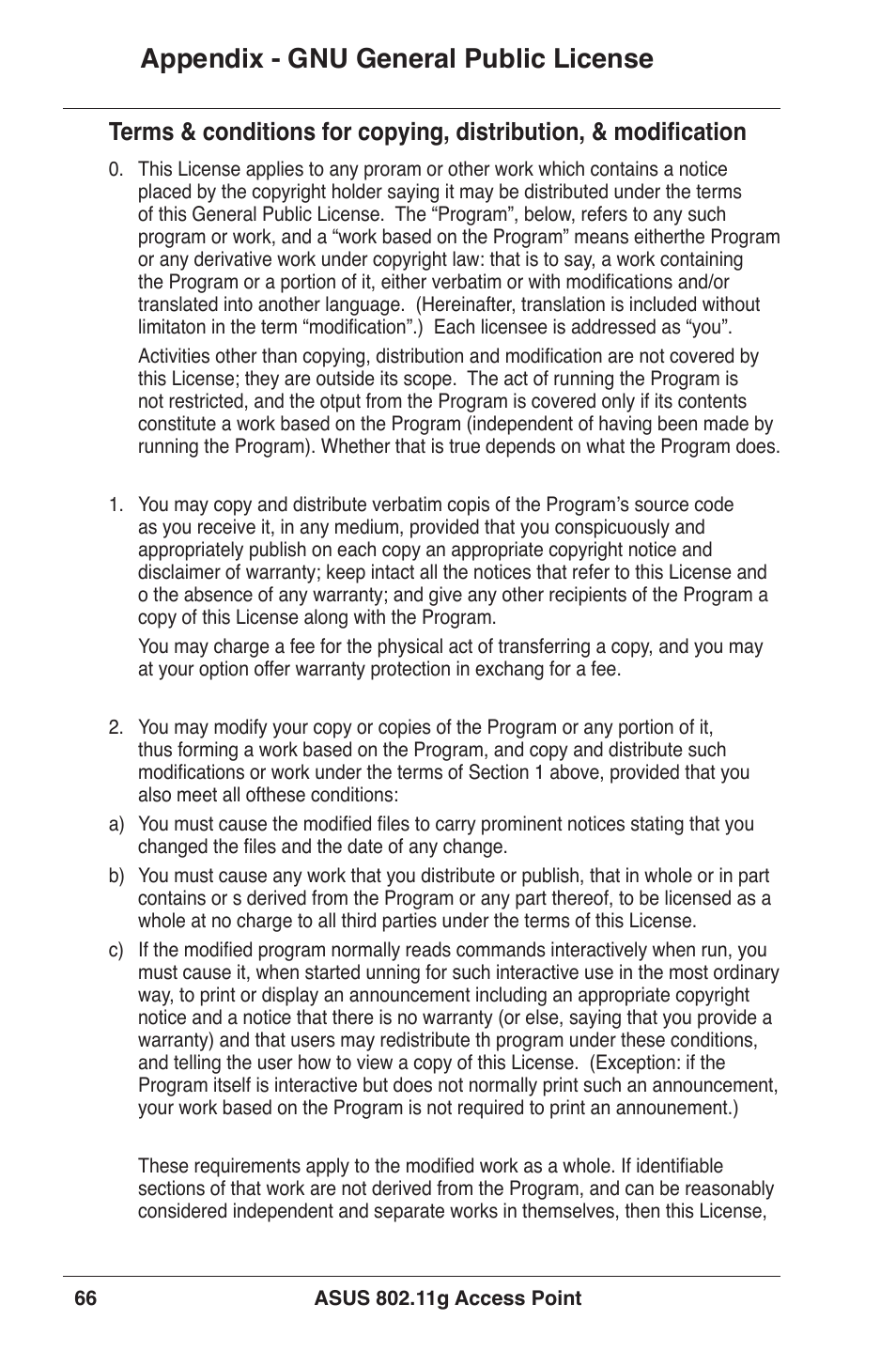 Appendix - gnu general public license | Asus WL-320gE User Manual | Page 66 / 71