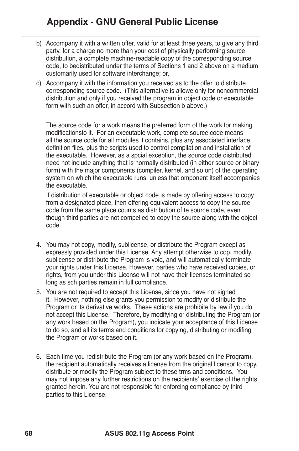 Appendix - gnu general public license | Asus WL-320gE User Manual | Page 68 / 71