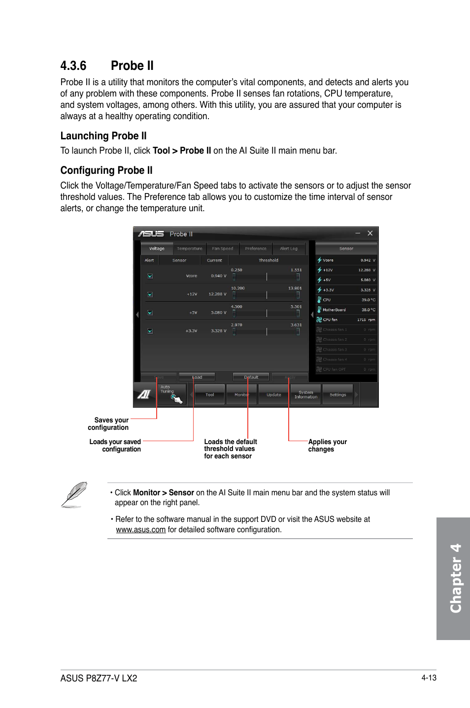 6 probe ii, Probe ii -13, Chapter 4 | Asus P8Z77-V LX2 User Manual | Page 111 / 156